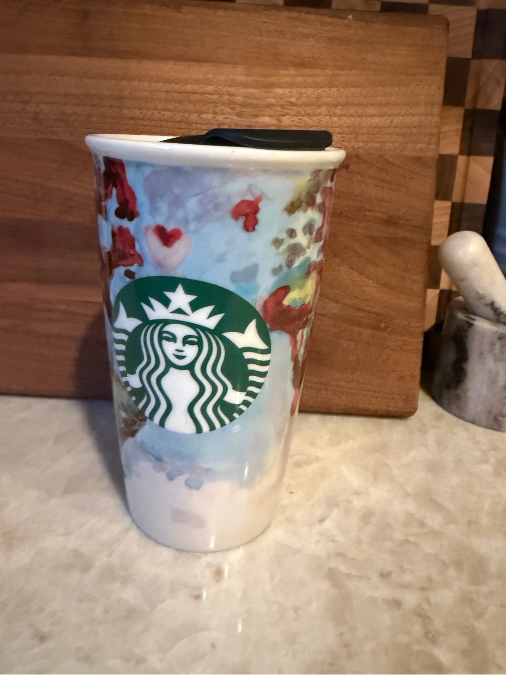 Starbucks ceramic tumbler watercolor world map 2015